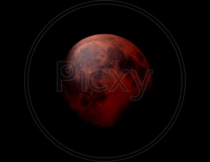 Red Moon During Partial Eclipse
