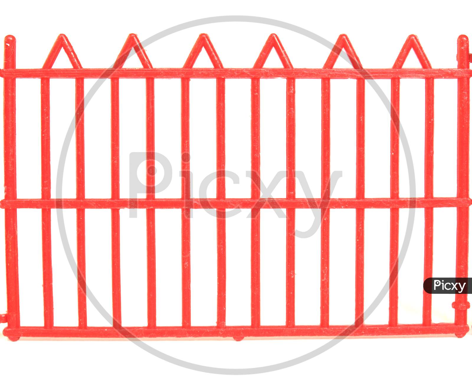 Red Plastic Fence Isolated Over White