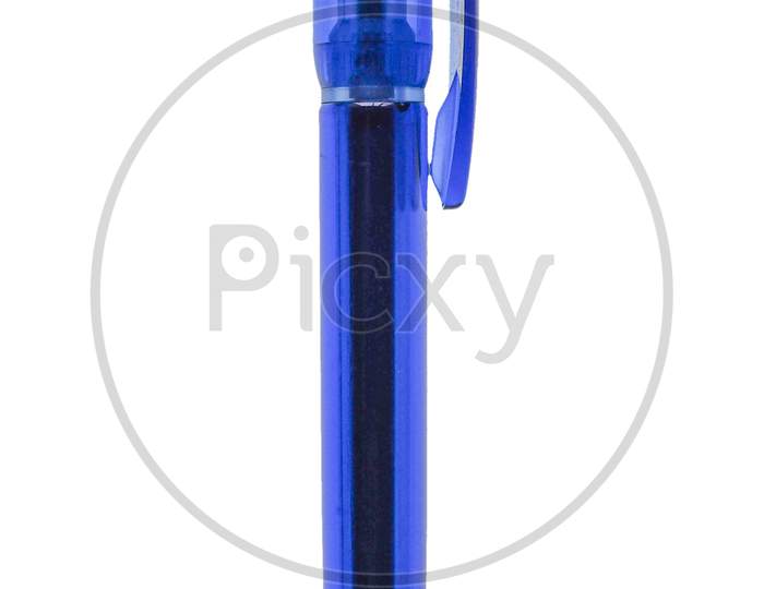 Blue Pen Isolated Over White