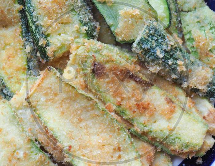 Breaded Courgettes Zucchini Vegetables Food