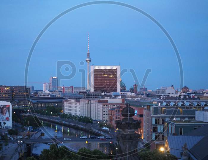 Berlin, Germany - Circa June 2019: Aerial View Of The City Of Berlin At Night