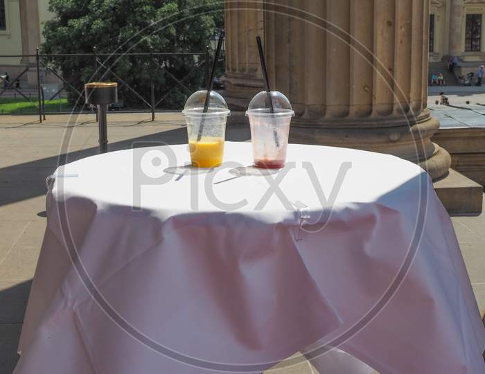 Smoothie Cocktail Glasses On A Table