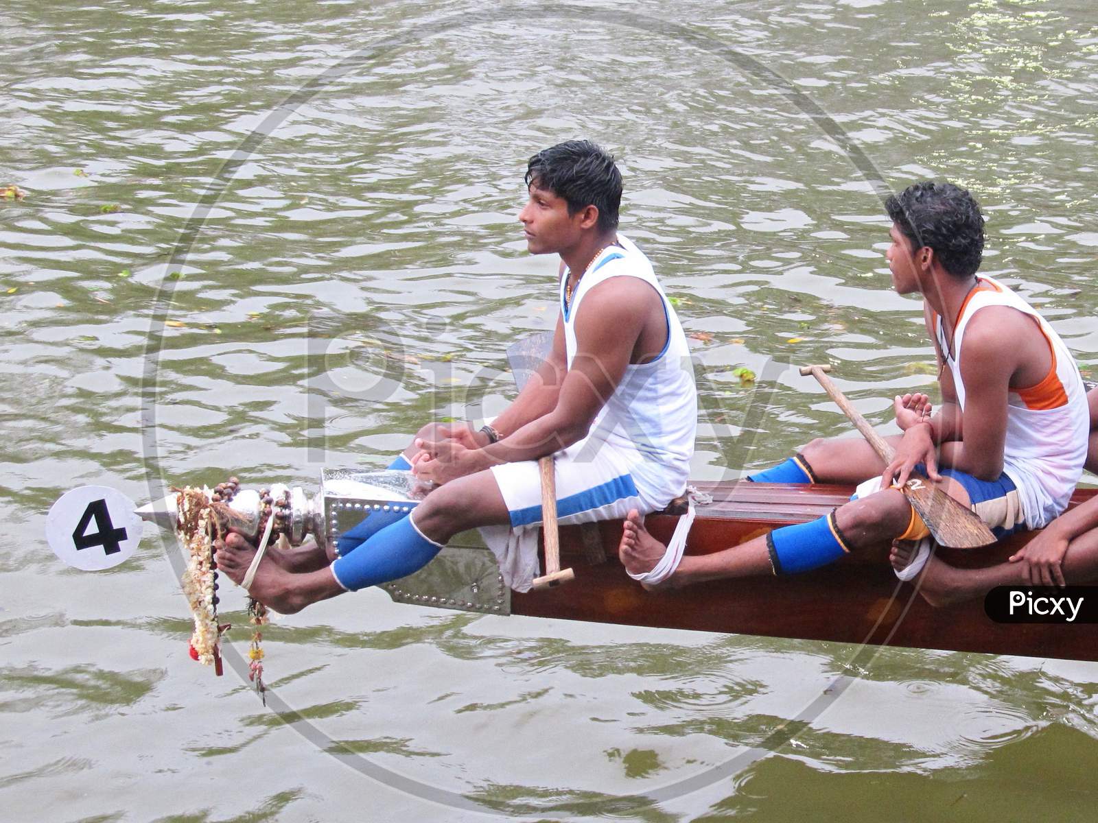 Front end of the Snake boat (Chundan vallom) of Kerala state, India.