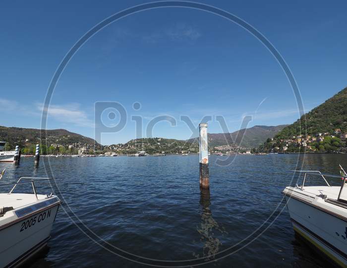 Como, Italy - Circa April 2017: View Of Lago Di Como (Lake Como)
