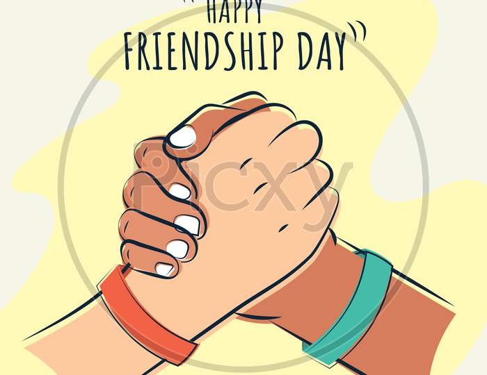 Happy Friendship Day, Shake Hands Illustration Poster, Vector