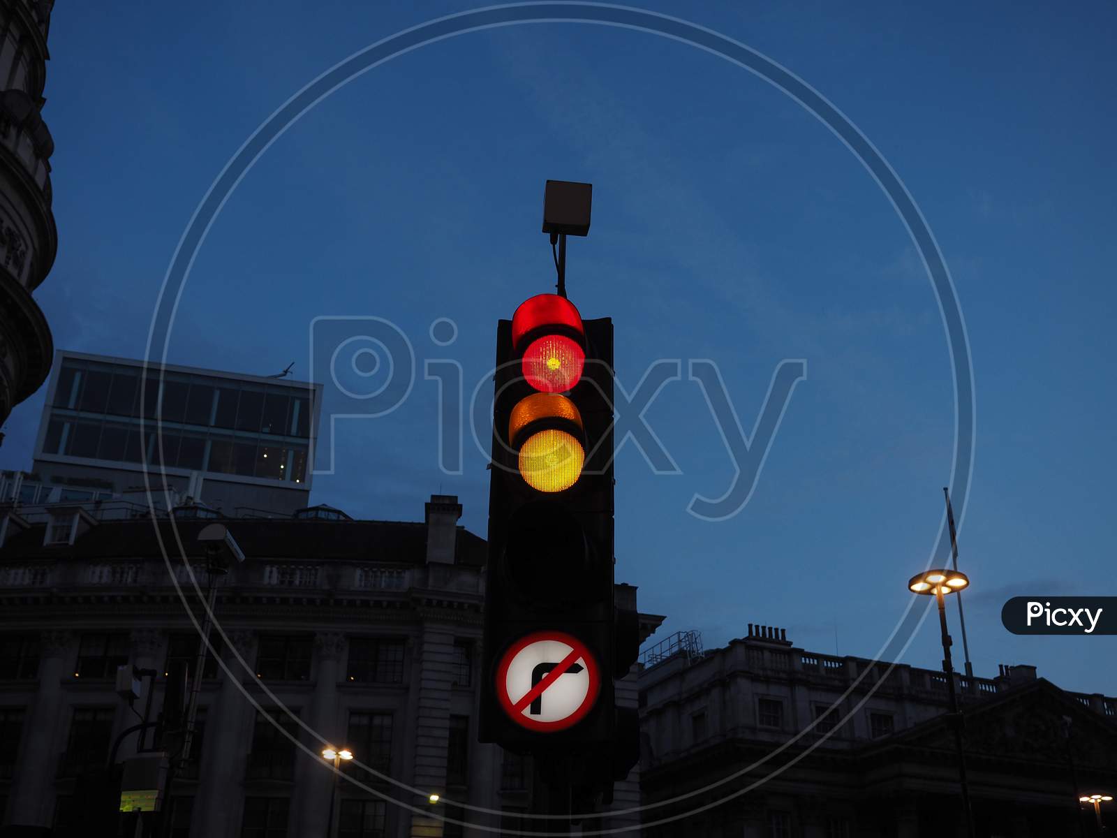Red And Amber Light Traffic Signal