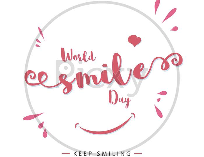 World Smile Day Keep Smiling Beautiful Poster, Vector Illustration