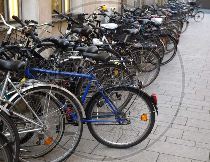 Row Of Parked Bikes