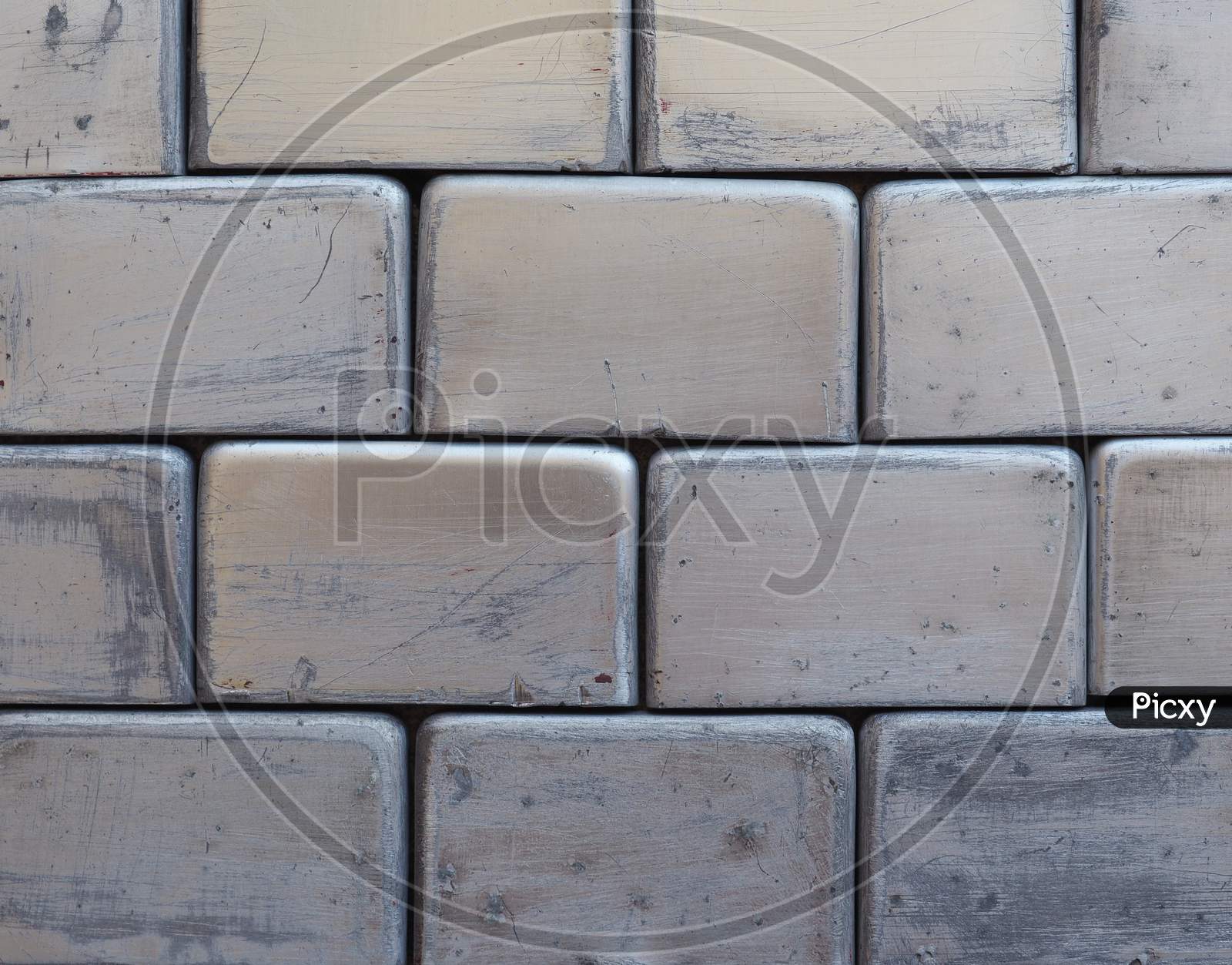 Grey Metallic Brick Wall Background