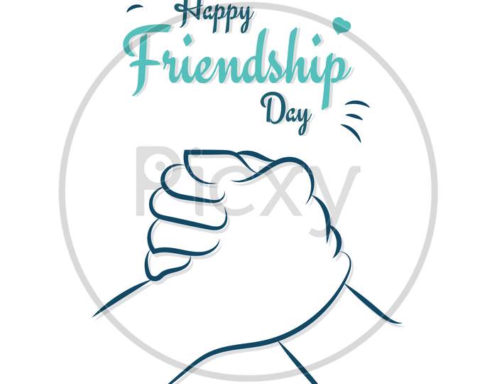 Happy Friendship Day, Friends Holding Hand, Love Illustration Poster, Vector
