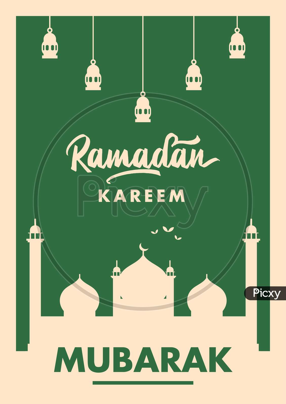 Ramadan Kareem Mubarak Poster Design Template, Vector
