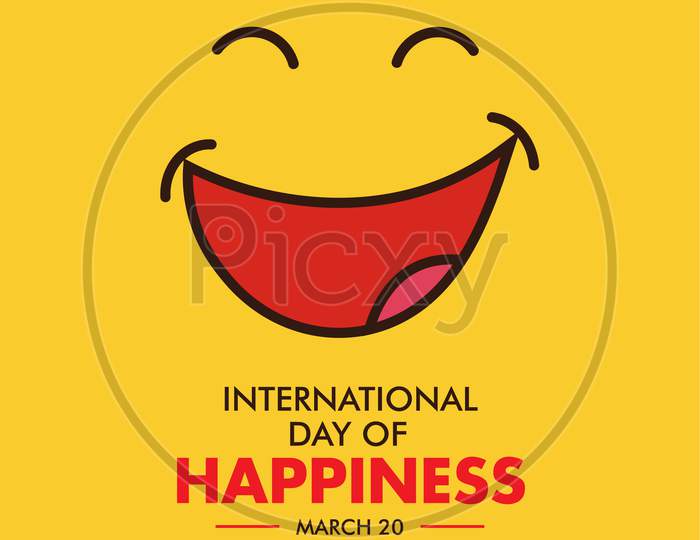 International Happiness Day, March 20 Poster, Happy Smiling Face Illustration Banner, Vector