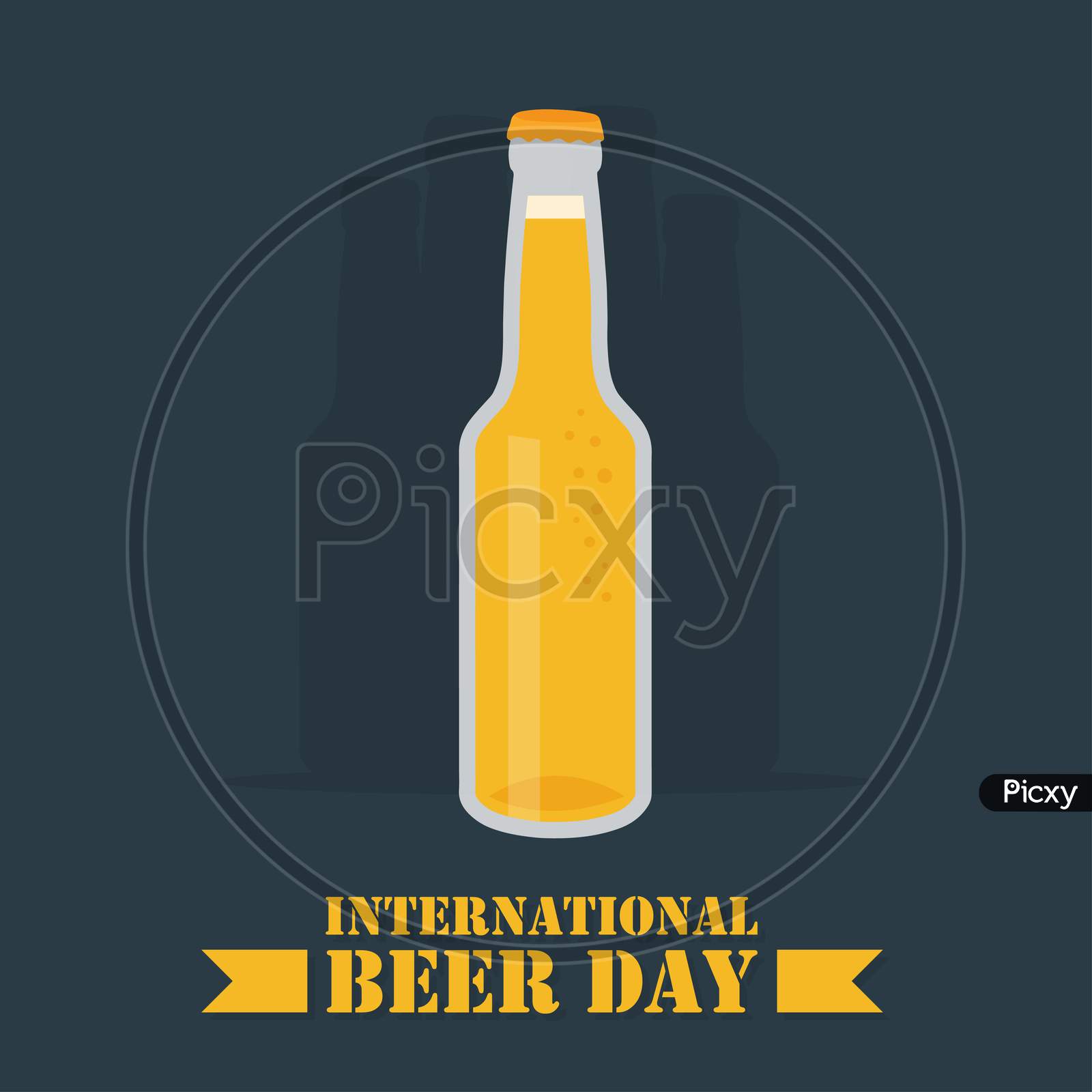International Beer Day Poster, Beer Bottles Illustration Vector