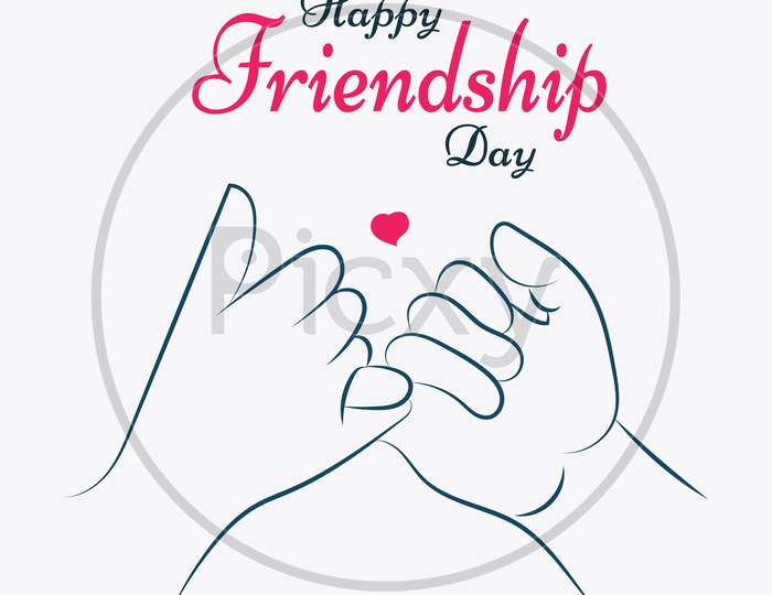 Happy Friendship Day, Friends Pinky Promise, Love Illustration Poster, Vector
