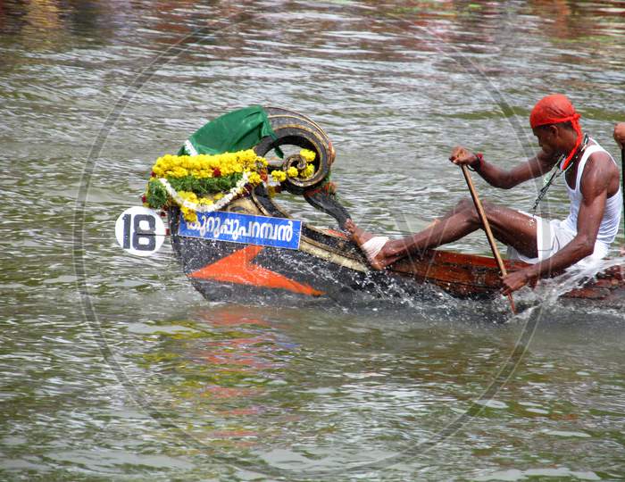 Front end of the Churulan boat ( churulan vallom) of Kerala state, India