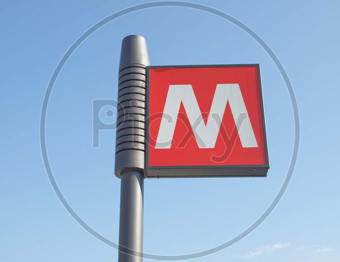 Subway Sign Over Blue Sky