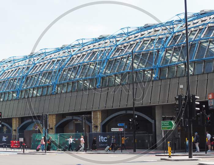 London, Uk - Circa June 2018: Waterloo Railway And Tube Station