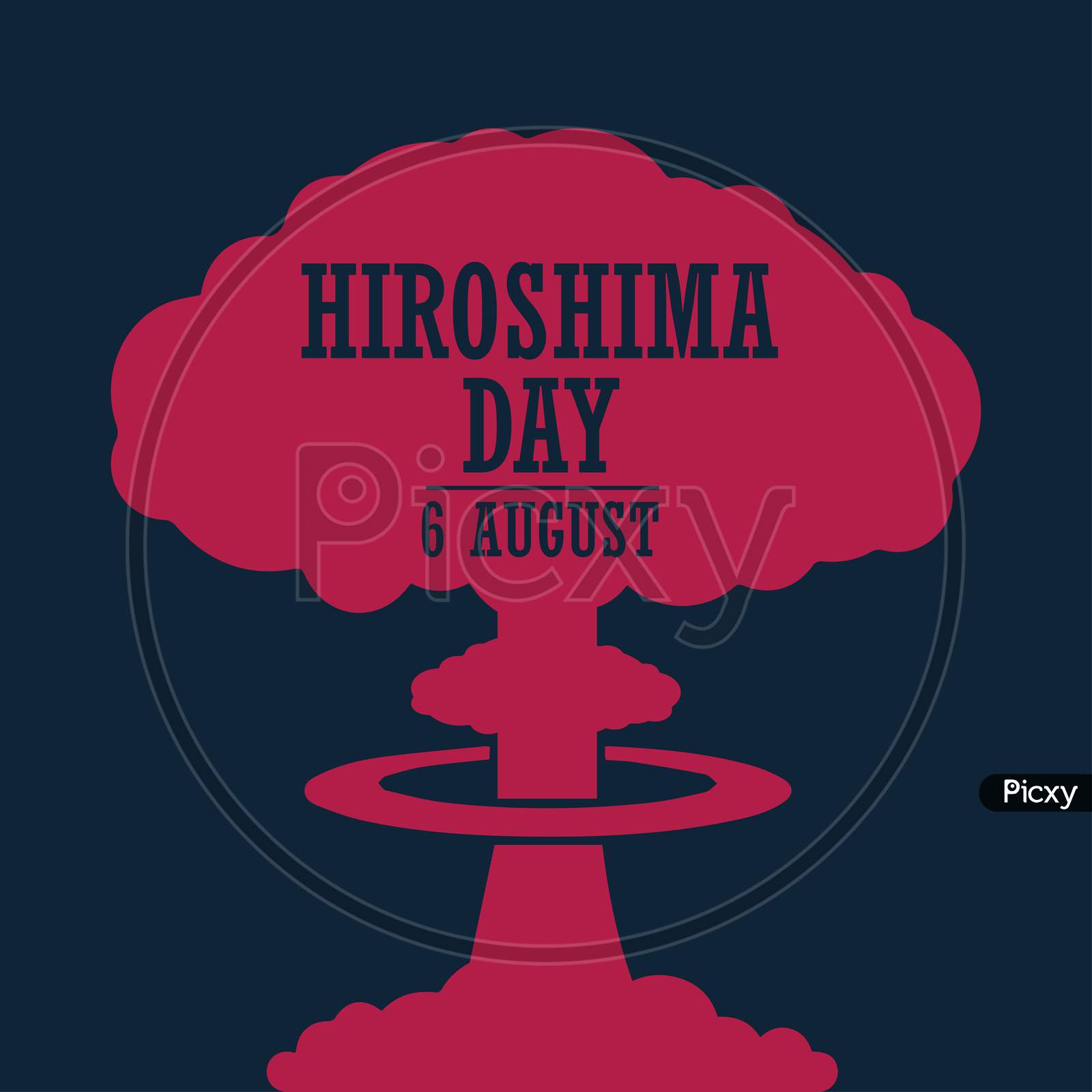Hiroshima Day, 6 August, Red Colored Nuclear Bomb Explosion Poster, Illustration Vector