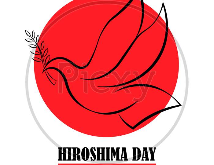 Hiroshima Day, 6 August, Peace Dove Bird Poster, Illustration Vector