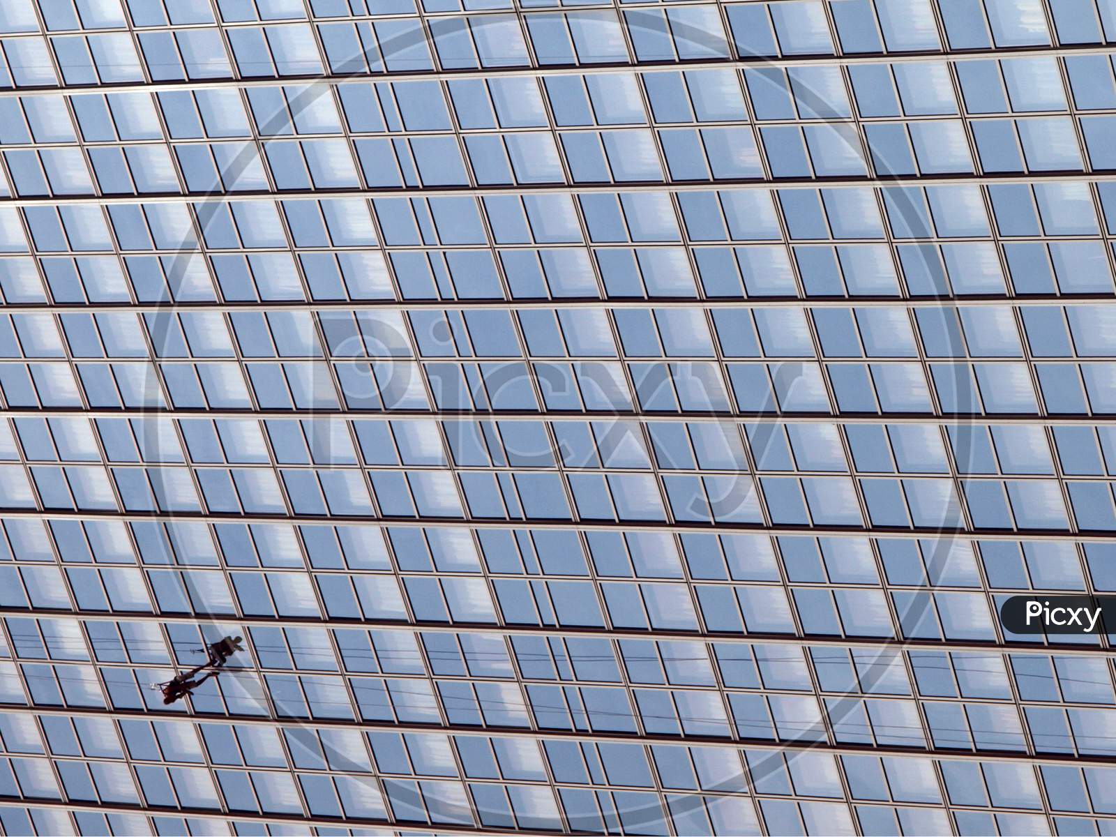 Window Cleaner On Glass Facade