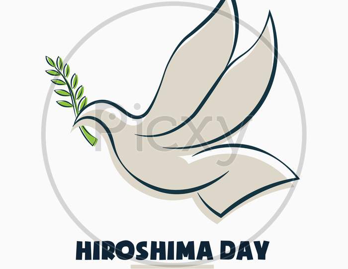 Hiroshima Day, 6 August, Colored Flying Dove Bird Poster, Illustration Vector