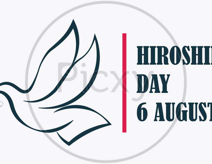 Hiroshima Day, 6 August, Sketchy Dove Bird Poster, Illustration Vector