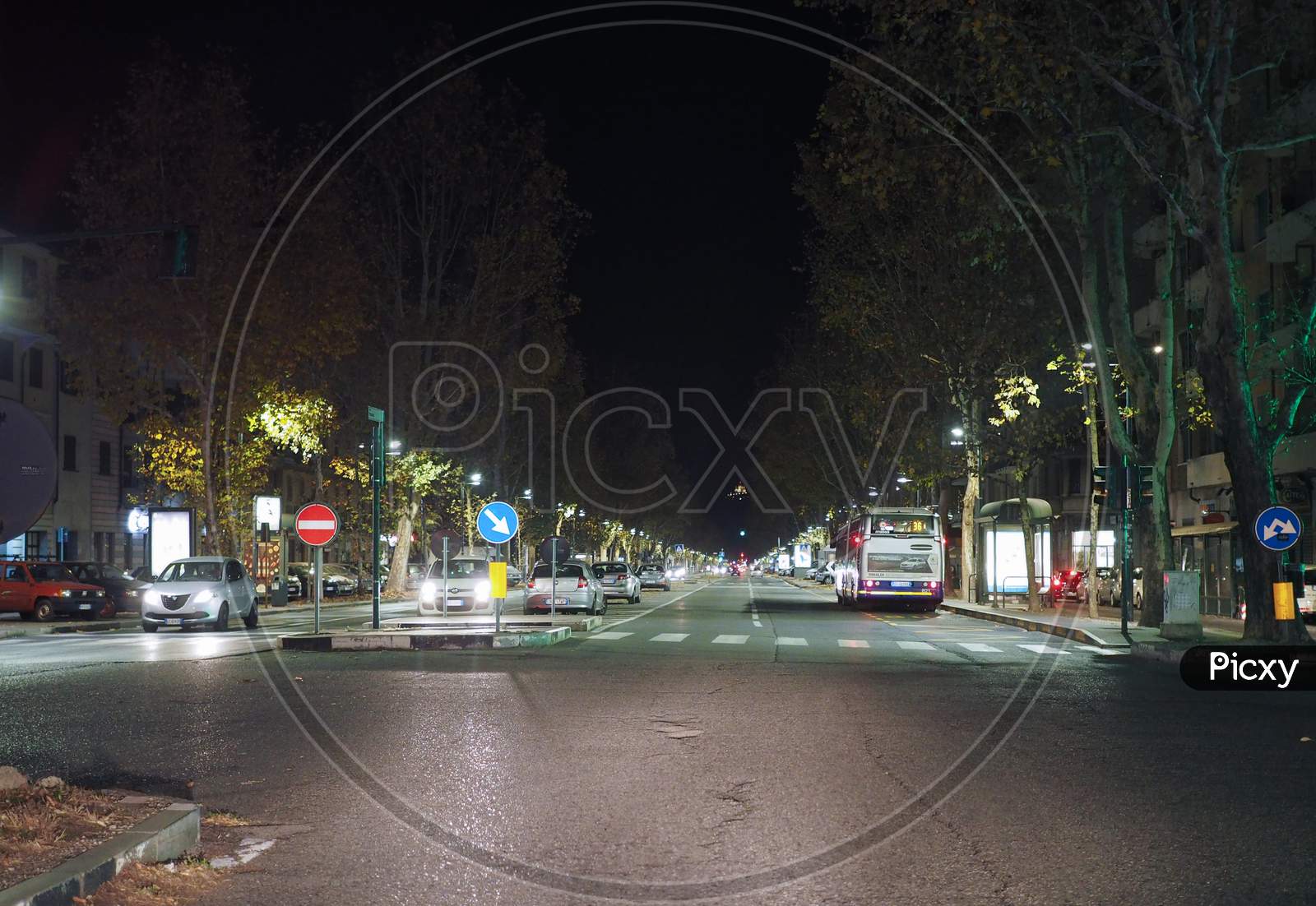 Turin, Italy - Circa November 2017: View Of Corso Francia Boulevard At Night