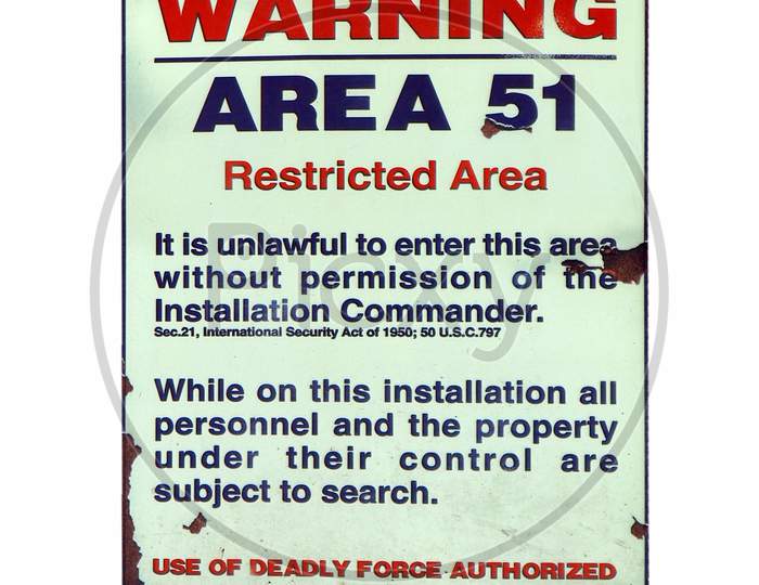 Warning Area 51 Sign