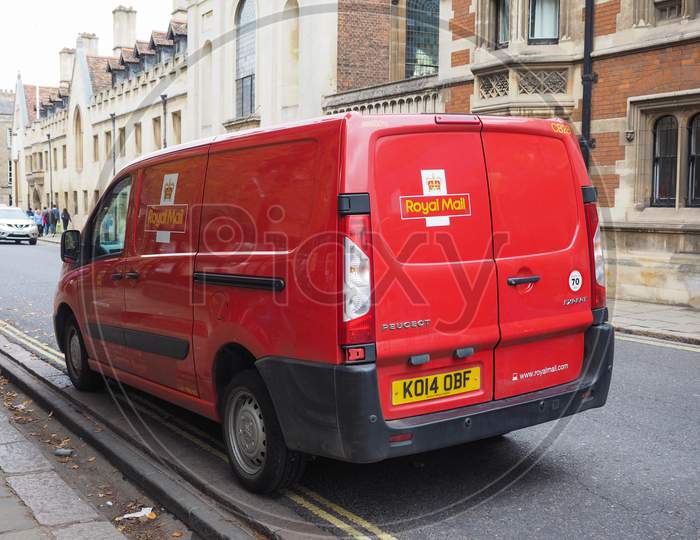 Cambridge, Uk - Circa October 2018: Red Royal Mail Van