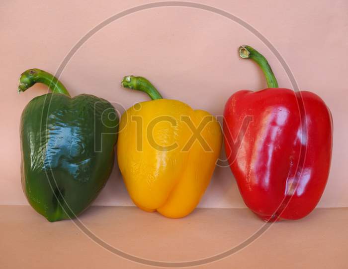 Yellow Green And Red Peppers Vegetables