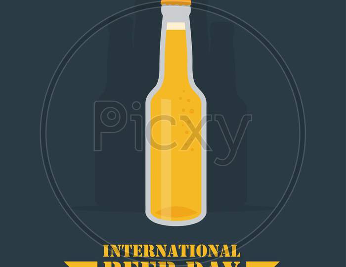International Beer Day Poster, Beer Bottles Illustration Vector
