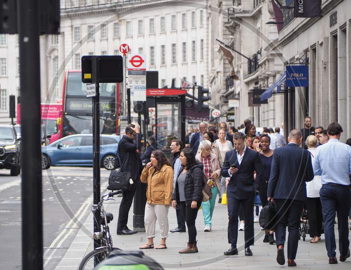 London, Uk - Circa September 2019: People In Regent Street