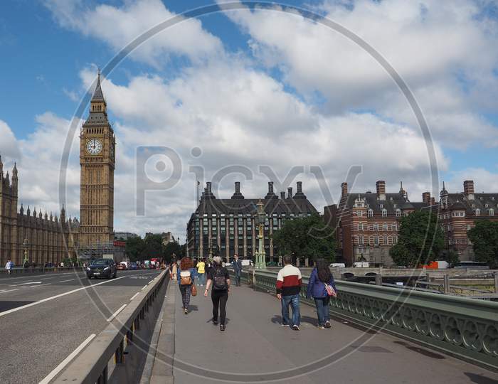 London, Uk - Circa June 2017: Houses Of Parliament Aka Westminster Palace Seen From Westminster Bridge