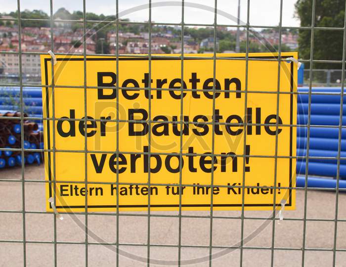 German Building Site Sign