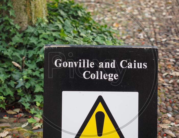 Cambridge, Uk - Circa October 2018: Gonville And Caius College Sign