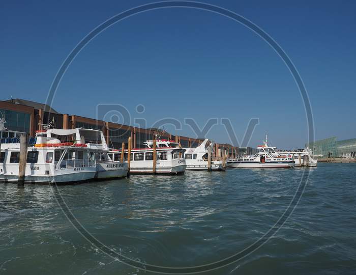 Venice, Italy - Circa September 2016: Ships In Venice Lagoon