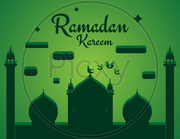 Ramadan Kareem Ramzan Gradient Banner Poster With Mosque Silhouette