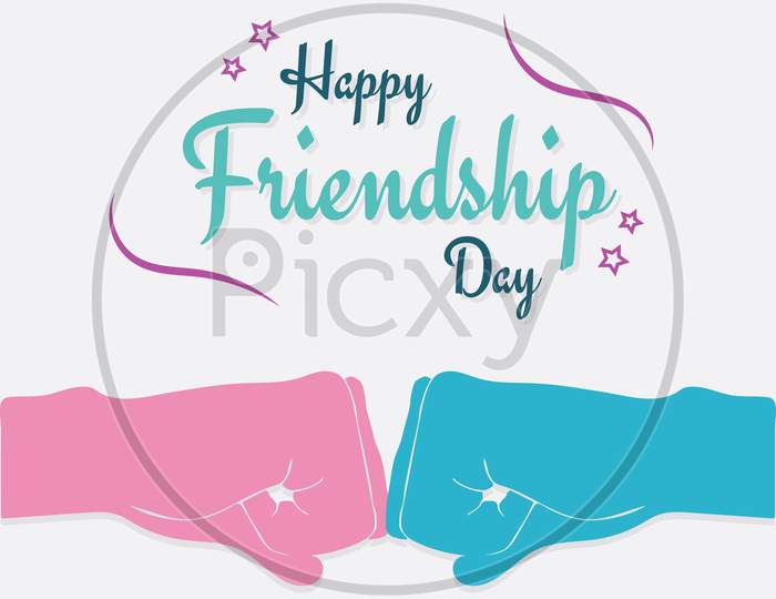 Happy Friendship Day, Fist Bump Of Male And Female Friends, Love Illustration Poster, Vector