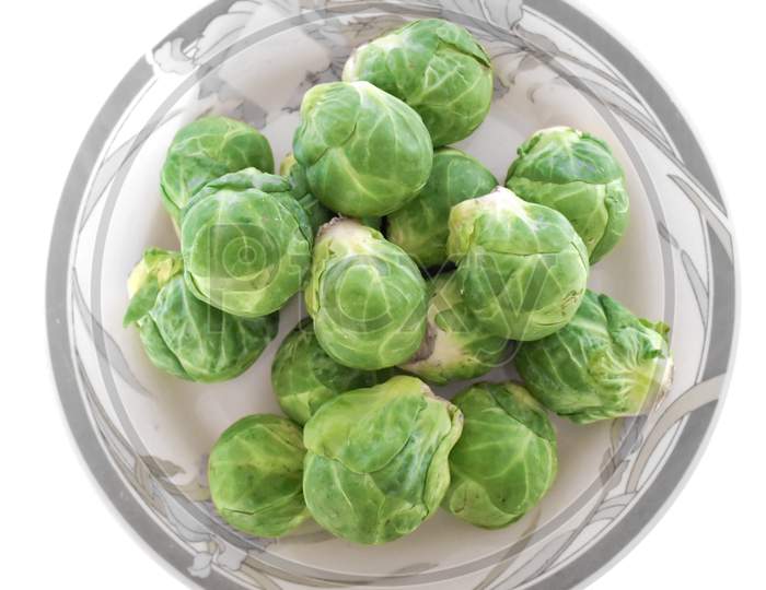 Brussel Sprouts Mini Cabbages Isolated