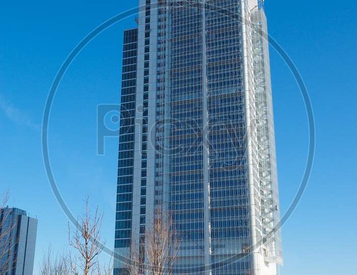 Turin, Italy - January 23, 2015: The New San Paolo Skyscraper Designed By Renzo Piano Is The Highest Building In Town