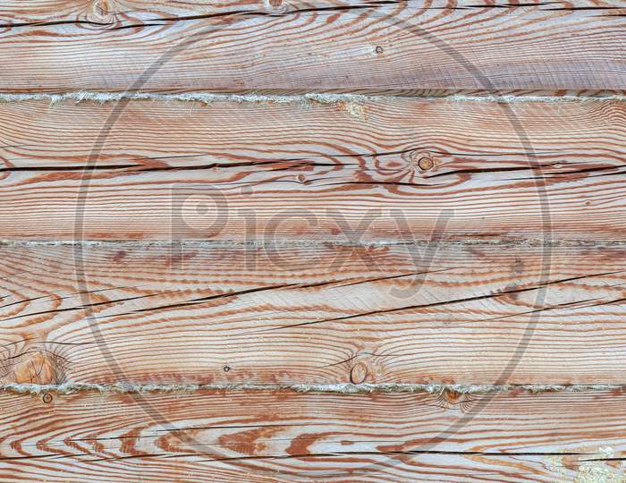 Wooden Nature Boardwalk Decking Surface Pattern Seamless. Brown Wood Texture With Horizontal Lines Of Bars