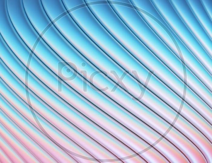3D Illustration  Rows Of Neon  Textile Line  . Patter On A Pink And Blue  Background, Pattern. Geometric Background, Weave Pattern.