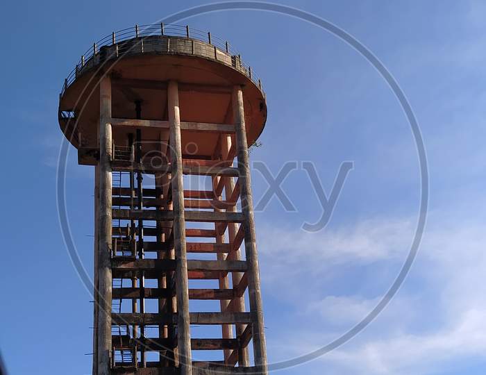 Water tower in village in india