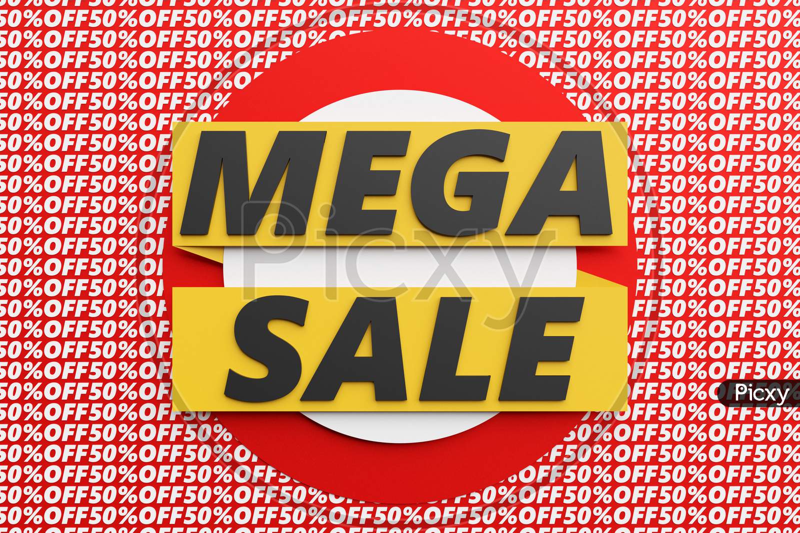 3D Illustration Of A Sale Tag. Special Offer, Big Sale, Discount, Best Price, Mega Sale Banner. Shop Or Online Shopping. Sticker, Badge Coupon Store