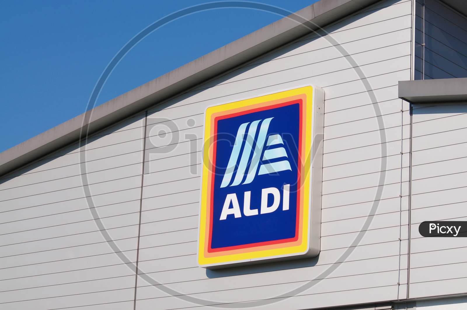 Aldi Supermarket Sign On Store Building