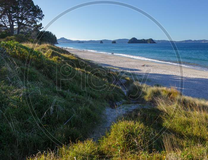 Hahei, New Zealand - February 8 : A Summer Evening At Hahei Beach In New Zealand On February 8, 2012. Unidentified People