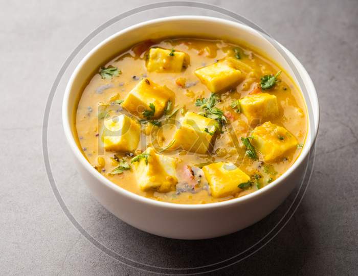 Butter Dal Fry Paneer Masala Is An Indian Food Recipe Served In A Bowl