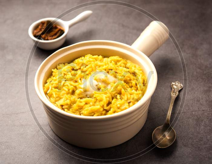 Tasty Dal Khichadi Made Using Clarified Butter Or Desi Ghee, Indian Food
