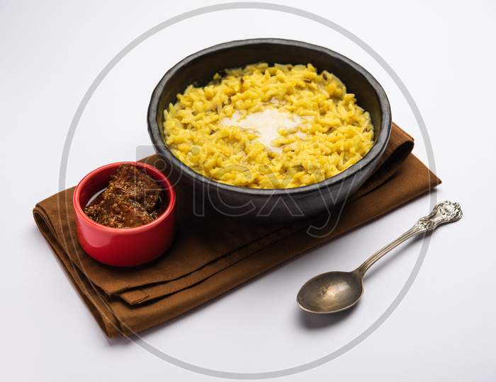 Tasty Dal Khichadi Made Using Clarified Butter Or Desi Ghee, Indian Food