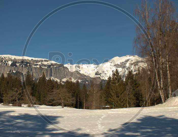 Snow Covered Alps Near Flims In Switzerland 20.2.2021